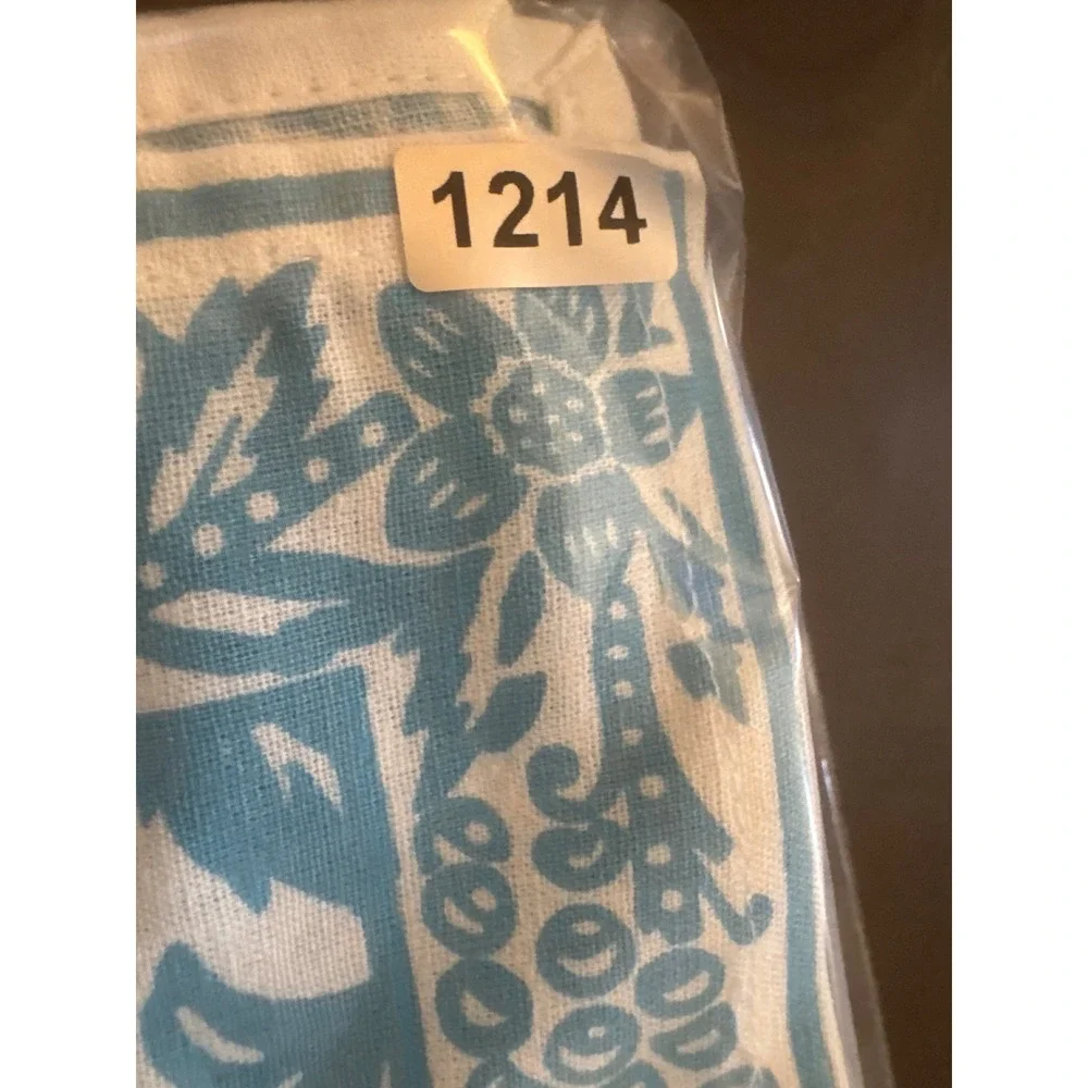 The Painted Cottage Blue White Floral Block Print Cloth Napkins Set of 4 20x20